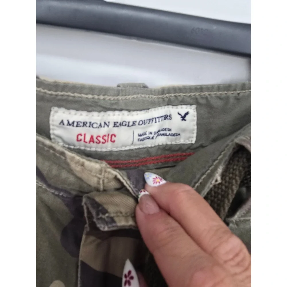 American Eagle Classic Camo Cargo Shorts Mens 34 GreenWoodland Camouflage Belted